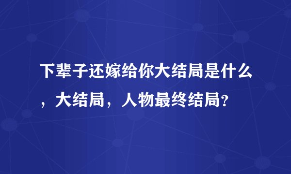 下辈子还嫁给你大结局是什么，大结局，人物最终结局？