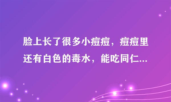 脸上长了很多小痘痘，痘痘里还有白色的毒水，能吃同仁堂的皮肤血...