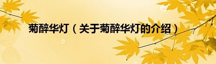 菊醉华灯（关于菊醉华灯的介绍）