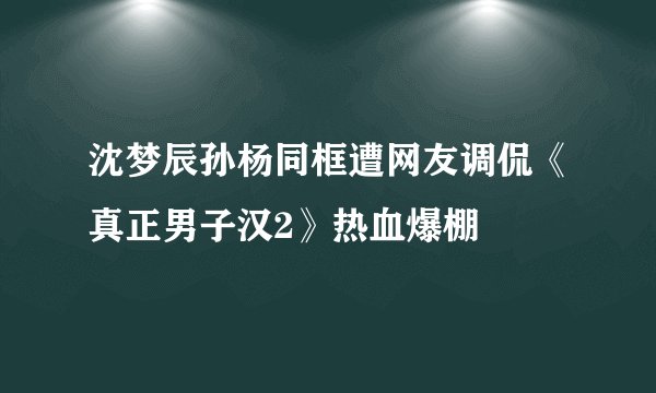 沈梦辰孙杨同框遭网友调侃《真正男子汉2》热血爆棚