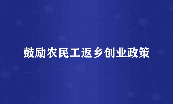 鼓励农民工返乡创业政策