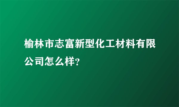 榆林市志富新型化工材料有限公司怎么样？