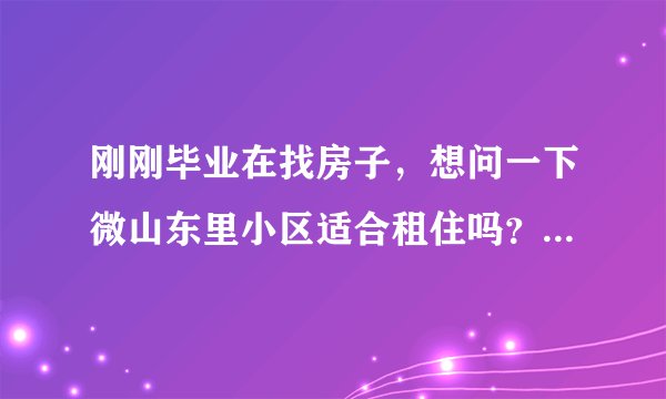 刚刚毕业在找房子，想问一下微山东里小区适合租住吗？小区的环境怎么样呢？