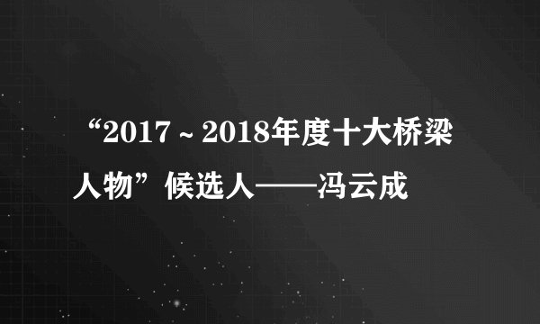 “2017～2018年度十大桥梁人物”候选人——冯云成