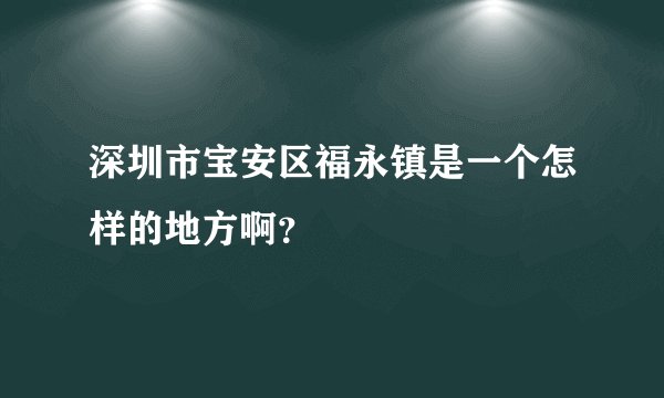 深圳市宝安区福永镇是一个怎样的地方啊？