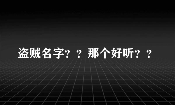 盗贼名字？？那个好听？？