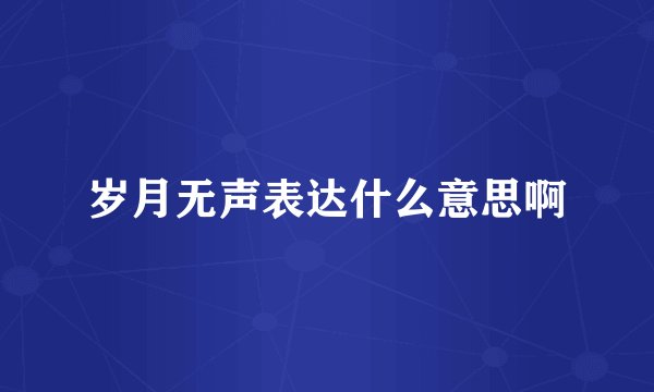 岁月无声表达什么意思啊