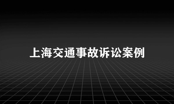 上海交通事故诉讼案例