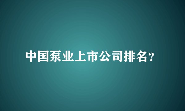 中国泵业上市公司排名？