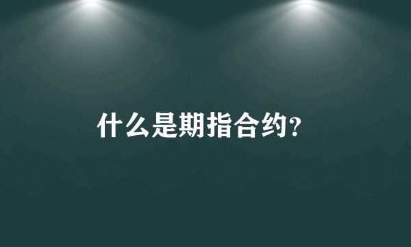 什么是期指合约？