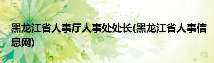 黑龙江省人事厅人事处处长(黑龙江省人事信息网)