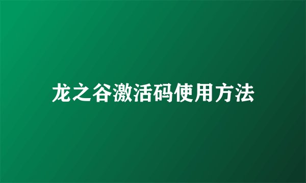 龙之谷激活码使用方法