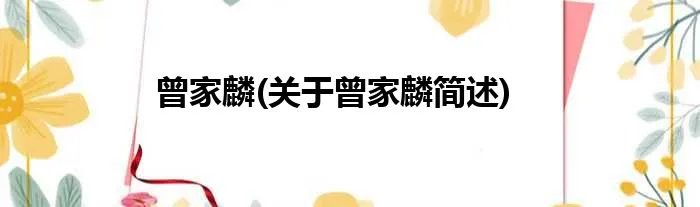 曾家麟(关于曾家麟简述)