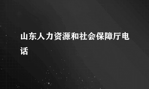 山东人力资源和社会保障厅电话
