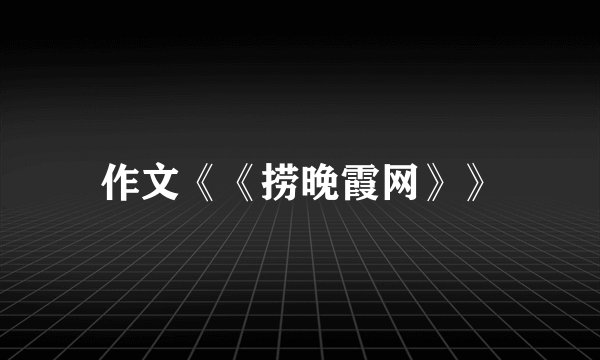 作文《《捞晚霞网》》