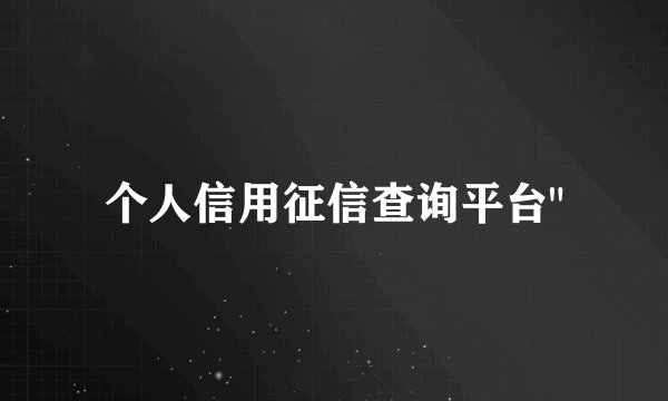 个人信用征信查询平台