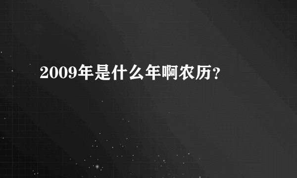 2009年是什么年啊农历？