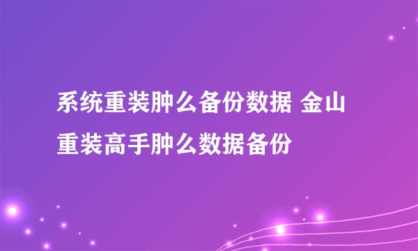 系统重装肿么备份数据 金山重装高手肿么数据备份