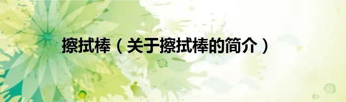 擦拭棒（关于擦拭棒的简介）