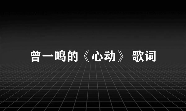 曾一鸣的《心动》 歌词
