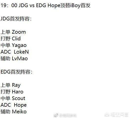 EDG对阵JDG首发名单公布,iboy沦为替补,对此你怎么看?