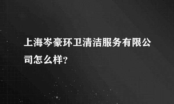 上海岑豪环卫清洁服务有限公司怎么样？