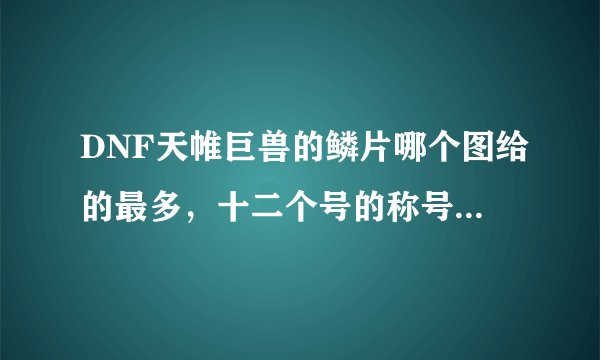 DNF天帷巨兽的鳞片哪个图给的最多，十二个号的称号都没完成，一个2万多，太贵了