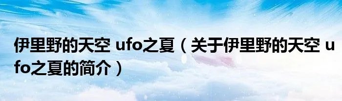 伊里野的天空 ufo之夏（关于伊里野的天空 ufo之夏的简介）