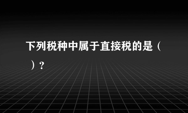 下列税种中属于直接税的是（ ）？