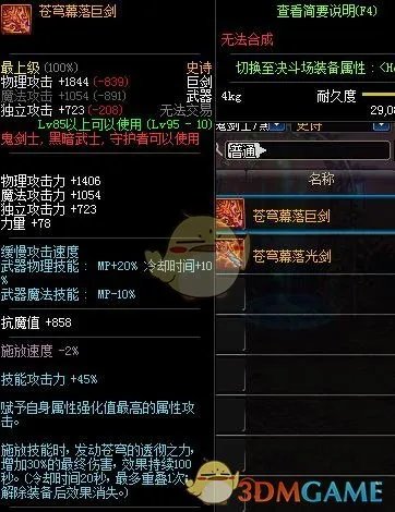 《DNF》95剑魂最强毕业装备排行