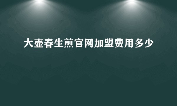 大壶春生煎官网加盟费用多少