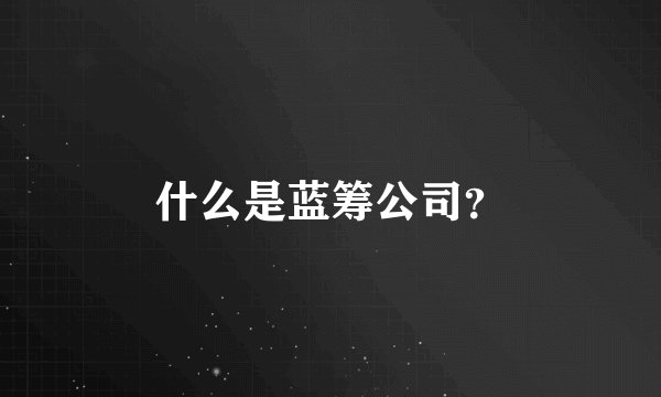 什么是蓝筹公司？