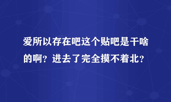 爱所以存在吧这个贴吧是干啥的啊?进去了完全摸不着北?
