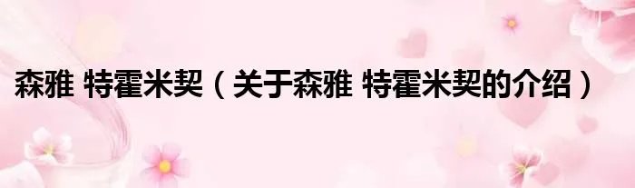 森雅 特霍米契（关于森雅 特霍米契的介绍）