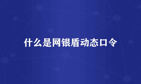 什么是网银盾动态口令