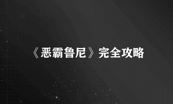 《恶霸鲁尼》完全攻略