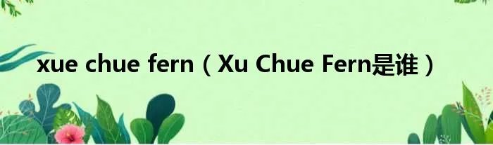 xue chue fern（Xu Chue Fern是谁）