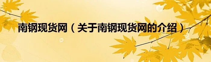 南钢现货网（关于南钢现货网的介绍）