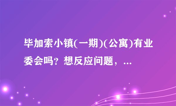 毕加索小镇(一期)(公寓)有业委会吗？想反应问题，不知道该怎么联系？