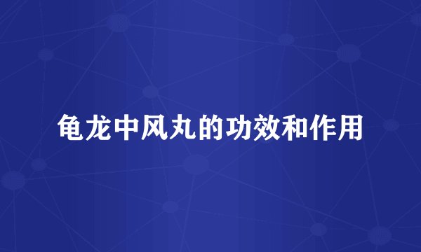 龟龙中风丸的功效和作用