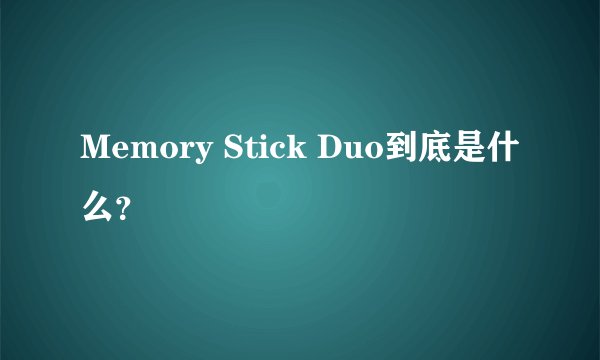 Memory Stick Duo到底是什么？