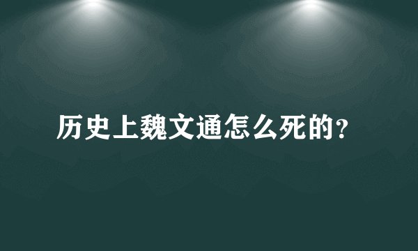 历史上魏文通怎么死的？
