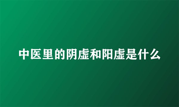 中医里的阴虚和阳虚是什么