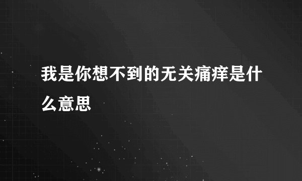 我是你想不到的无关痛痒是什么意思
