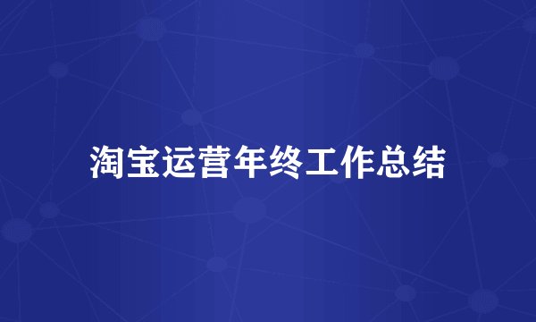 淘宝运营年终工作总结