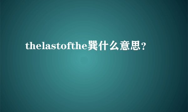 thelastofthe巽什么意思？