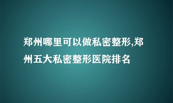 郑州哪里可以做私密整形,郑州五大私密整形医院排名