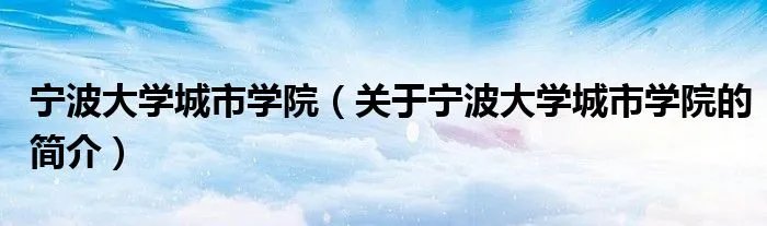 宁波大学城市学院（关于宁波大学城市学院的简介）