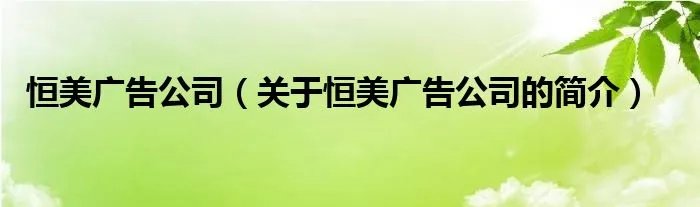 恒美广告公司（关于恒美广告公司的简介）