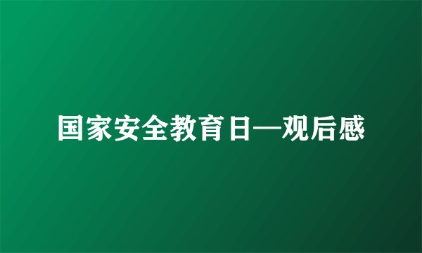 国家安全教育日—观后感